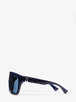 Store Alexander McQueen Floating Skull Mask Sunglasses in Midnight Blue