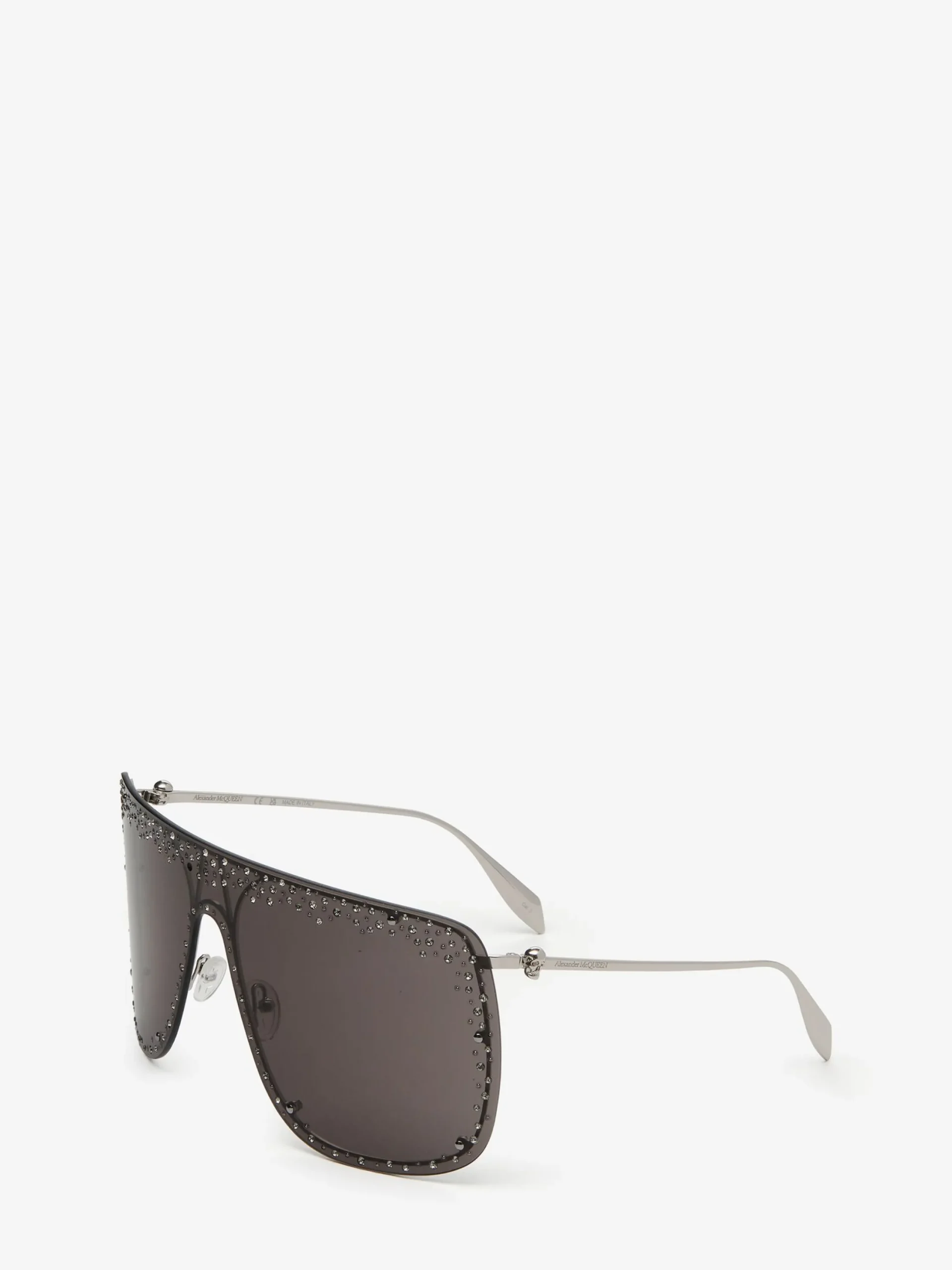 Hot Alexander McQueen Jewelled Skull Mask Sunglasses in Silver/Smoke
