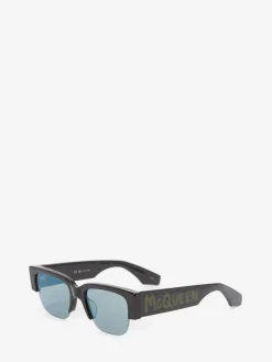 Best Alexander McQueen McQueen Graffiti Square Sunglasses in Black/Green