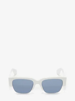 New Alexander McQueen McQueen Graffiti Square Sunglasses in White/Blue