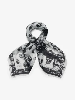 Discount Alexander McQueen Men's Classic Fold Skull Foulard in Ivory/Black