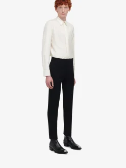 Store Alexander McQueen Men's Concealed Placket Shirt in Ivory