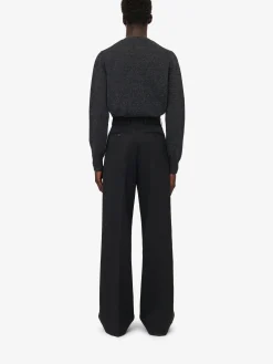Outlet Alexander McQueen Men's Crystal Seal Logo Jumper in Charcoal/Crystal