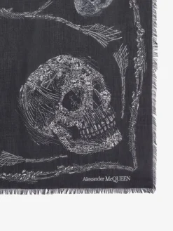 Cheap Alexander McQueen Men's Crystal Skull Shawl in Black/Ivory