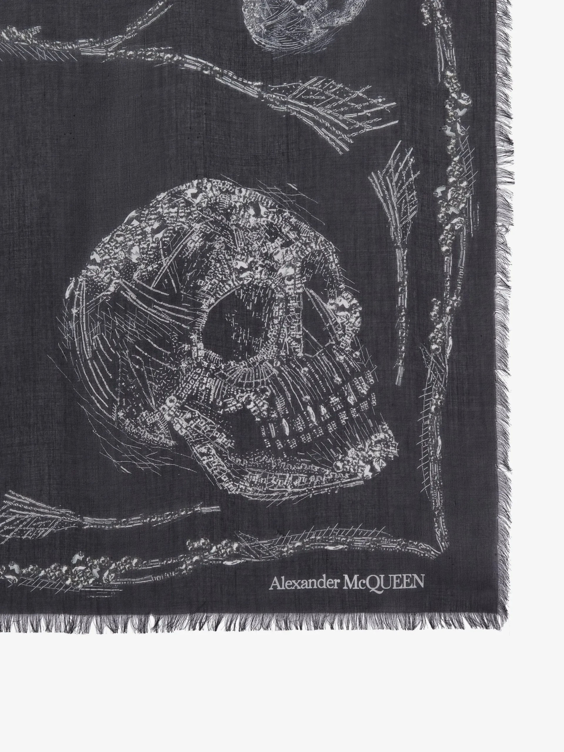 Cheap Alexander McQueen Men's Crystal Skull Shawl in Black/Ivory