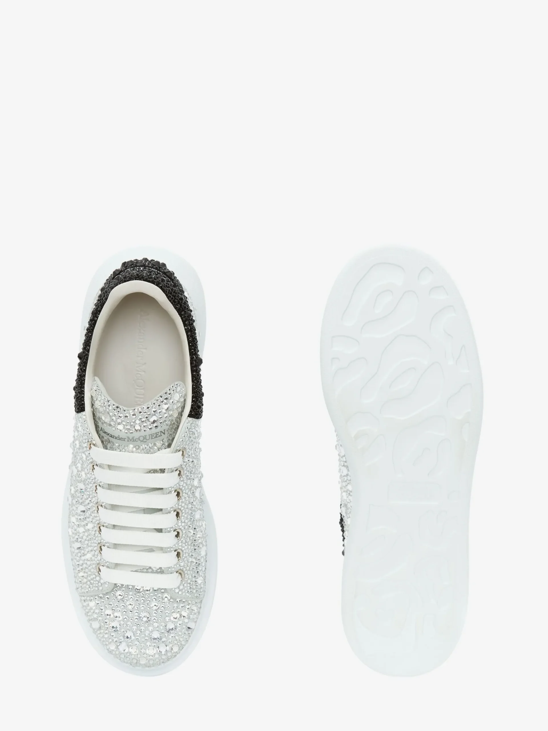 Cheap Alexander McQueen Men's Crystal-embellished Oversized Sneaker in White/Black