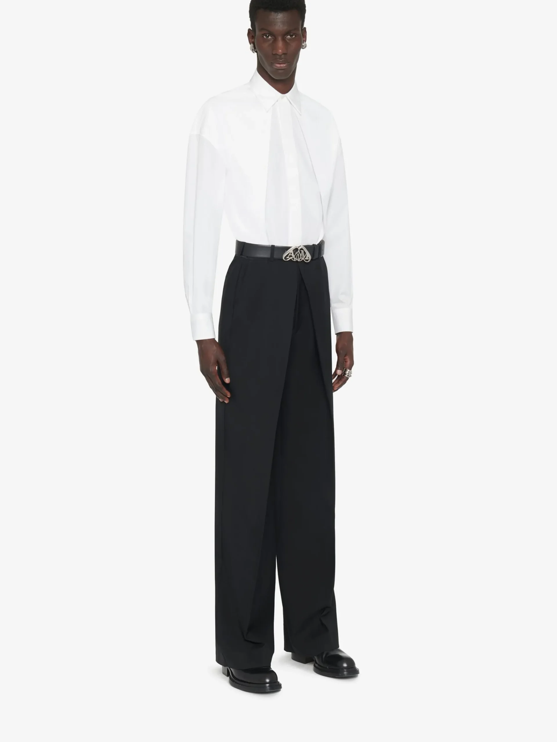 Clearance Alexander McQueen Men's Deep Pleat Tailored Trousers in Black