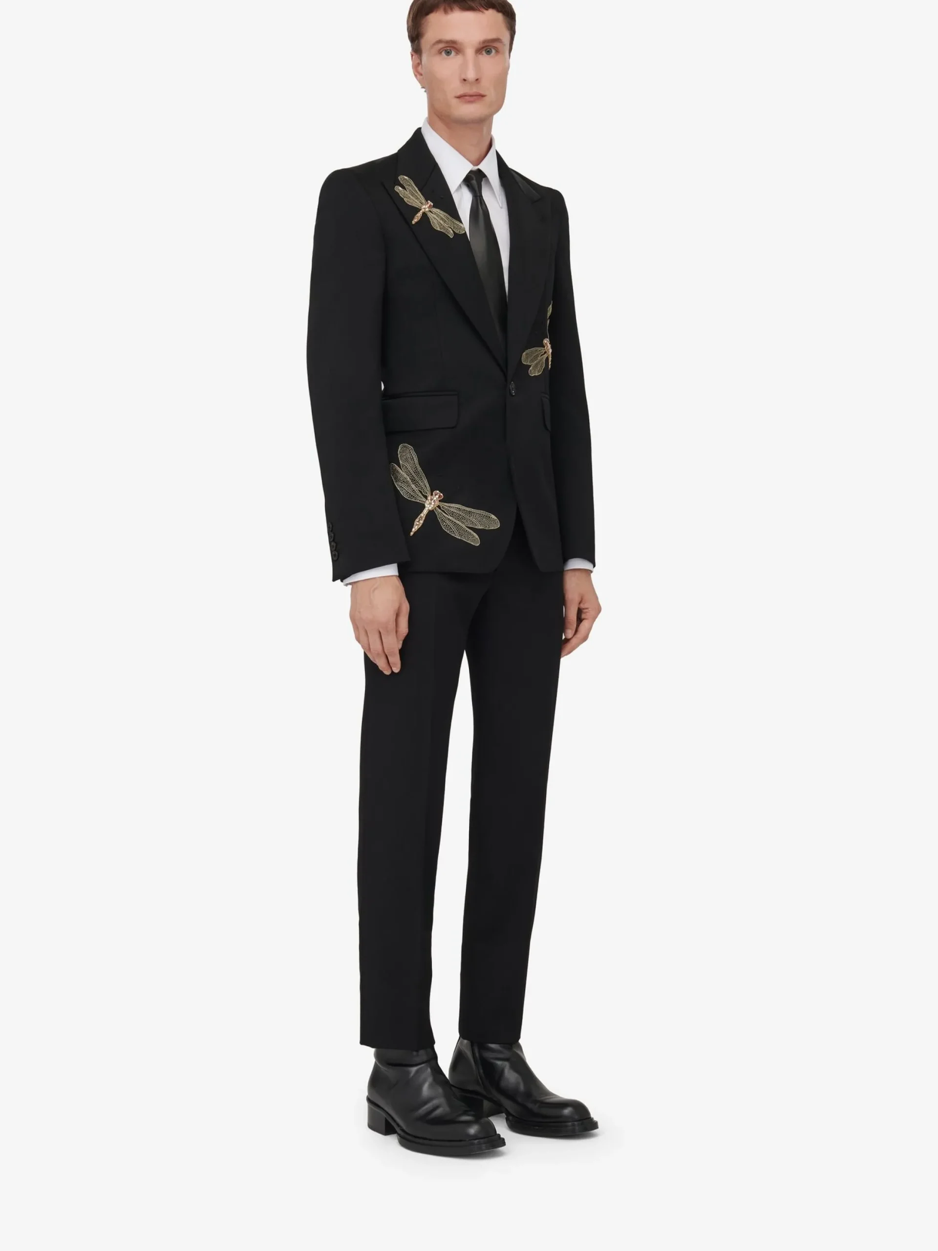 Flash Sale Alexander McQueen Men's Dragonfly Applique Single-breasted Jacket in Black