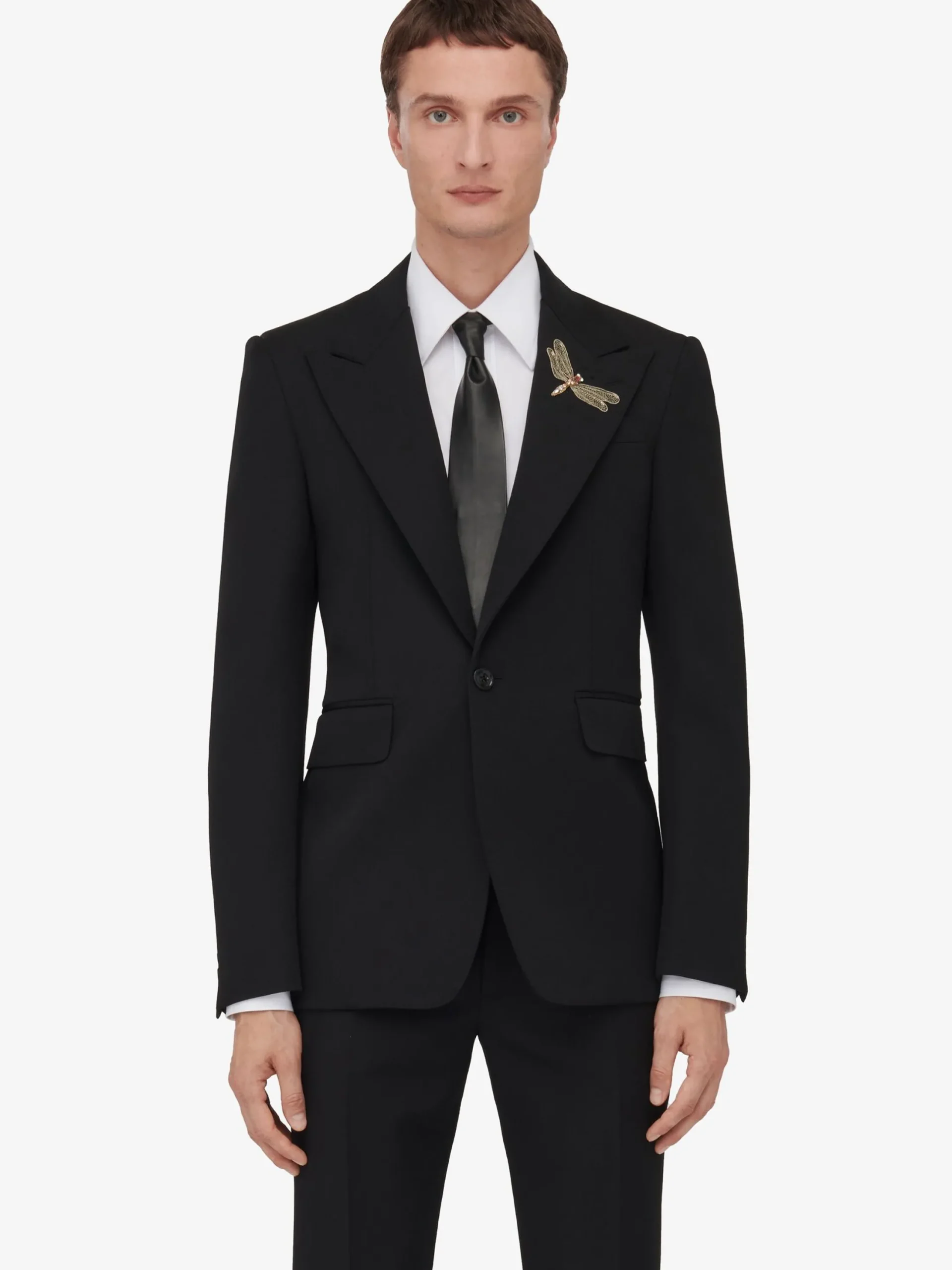 Sale Alexander McQueen Men's Dragonfly Applique Single-breasted Jacket in Black
