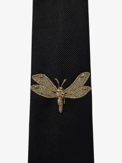 Fashion Alexander McQueen Men's Dragonfly Applique Tie in Black