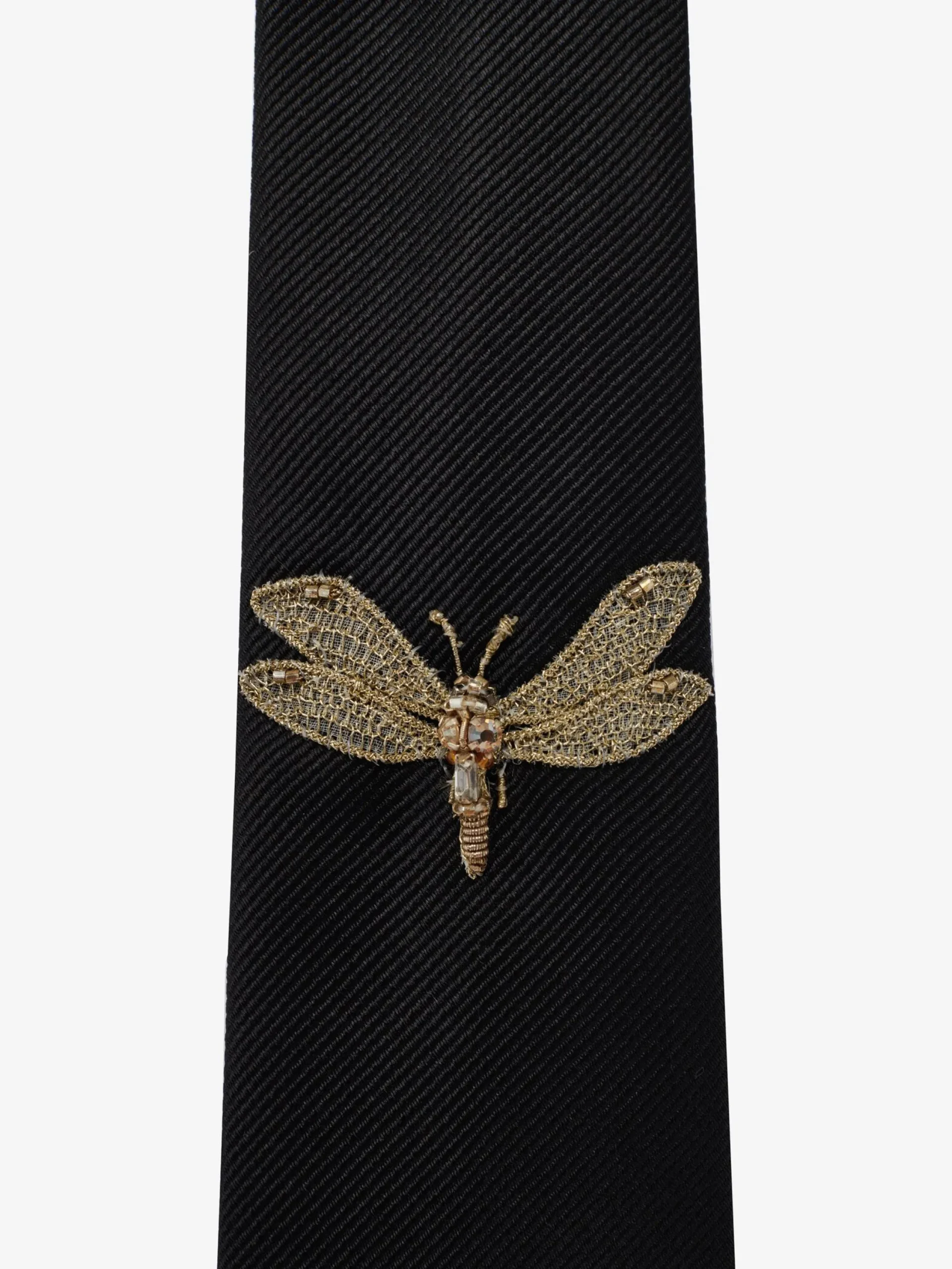 Fashion Alexander McQueen Men's Dragonfly Applique Tie in Black