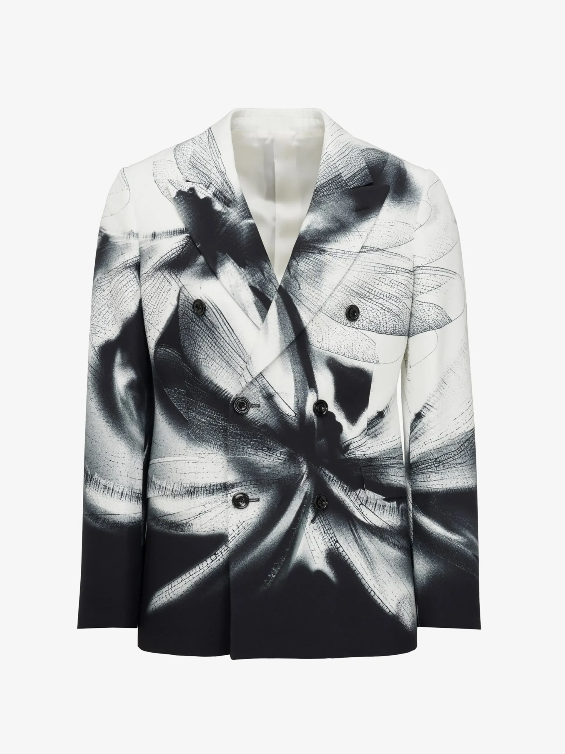 Cheap Alexander McQueen Men's Dragonfly Shadow Double-breasted Jacket in Black/White