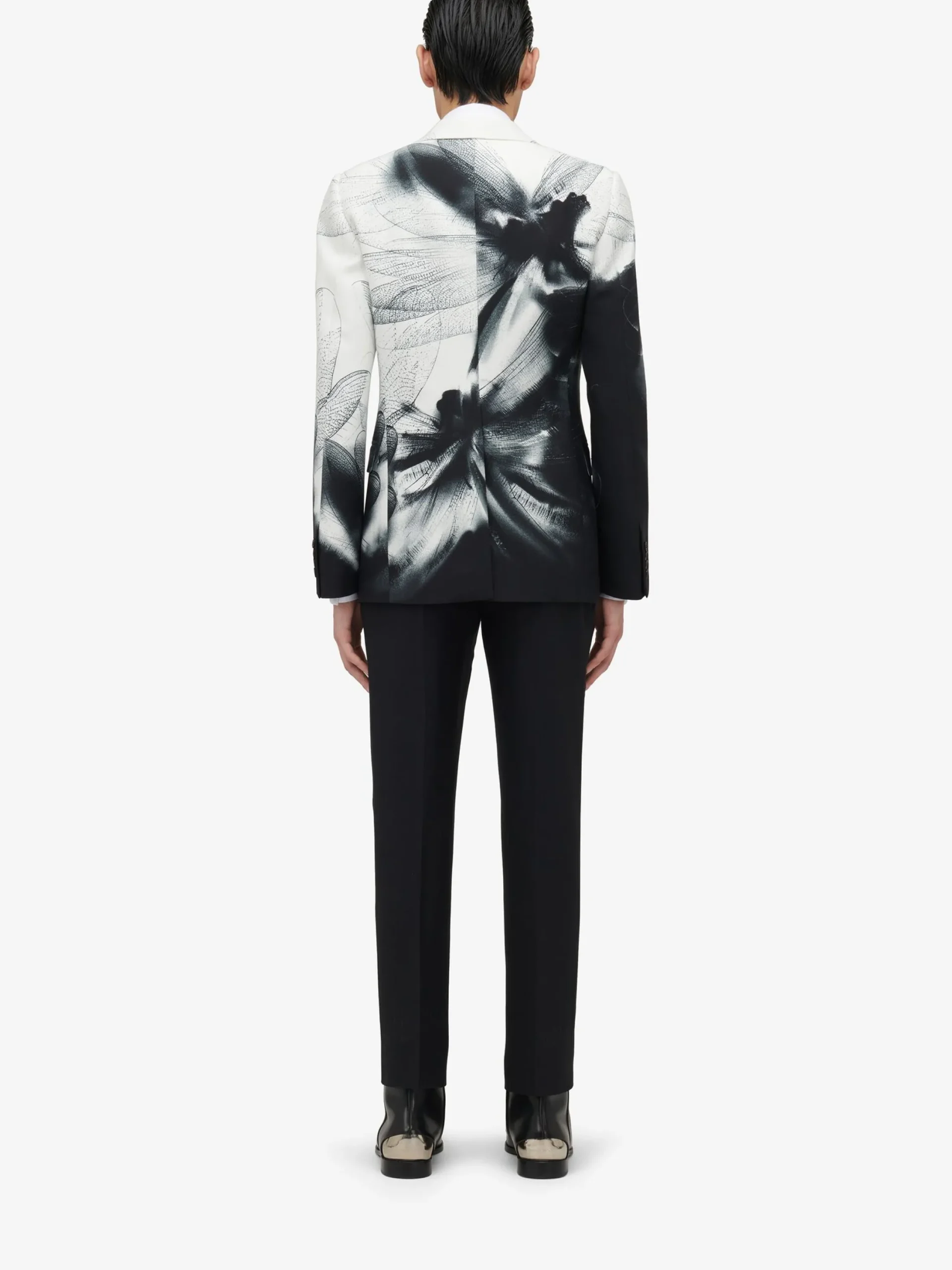 Cheap Alexander McQueen Men's Dragonfly Shadow Double-breasted Jacket in Black/White