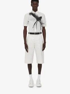 Online Alexander McQueen Men's Dragonfly Short Sleeve Shirt in White/Black