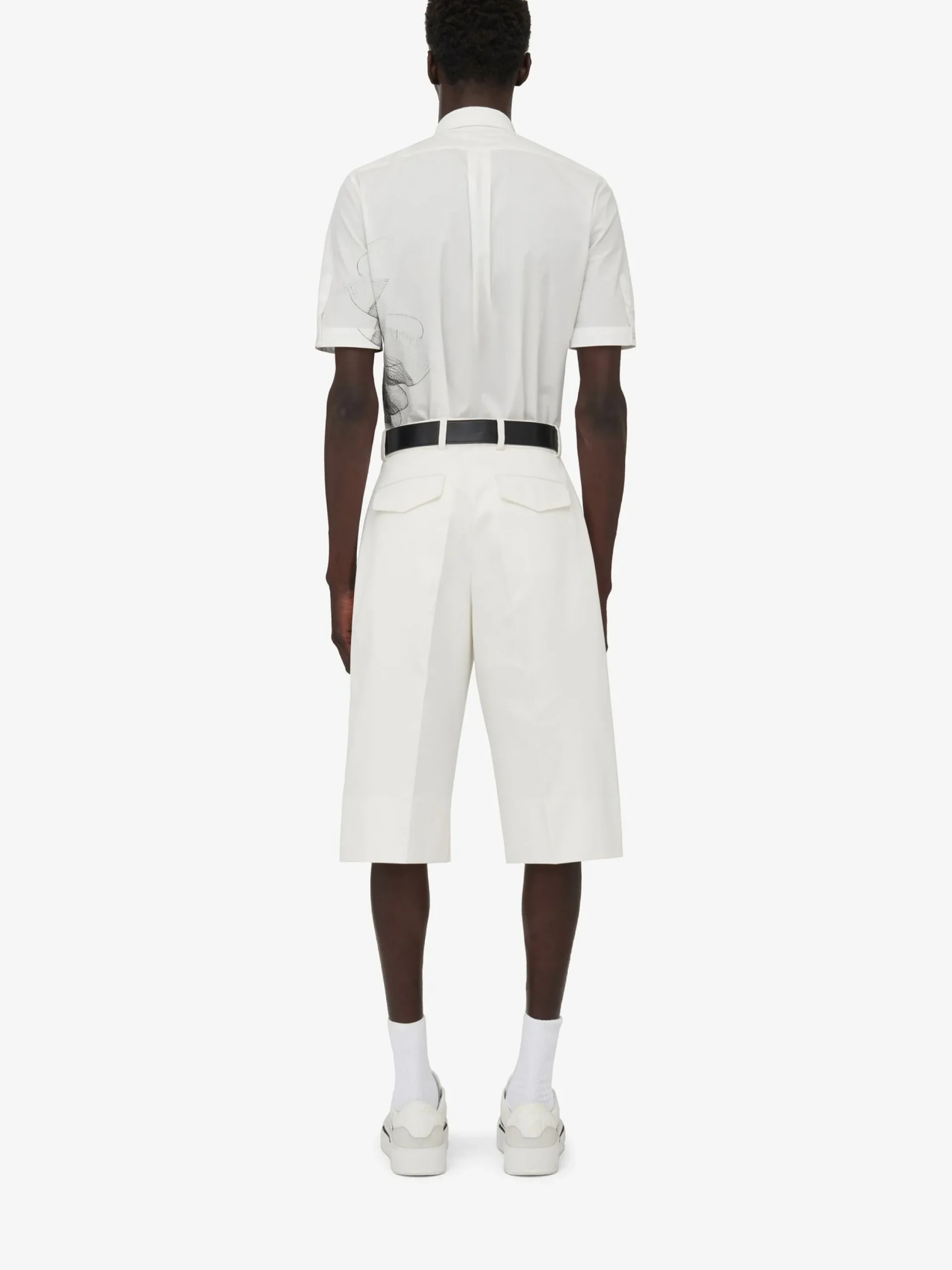 Online Alexander McQueen Men's Dragonfly Short Sleeve Shirt in White/Black