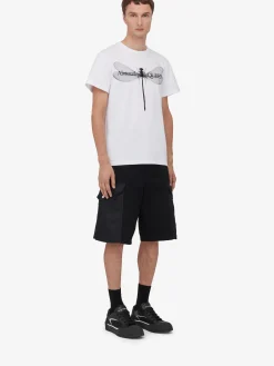 Cheap Alexander McQueen Men's Dragonfly T-shirt in White/Black
