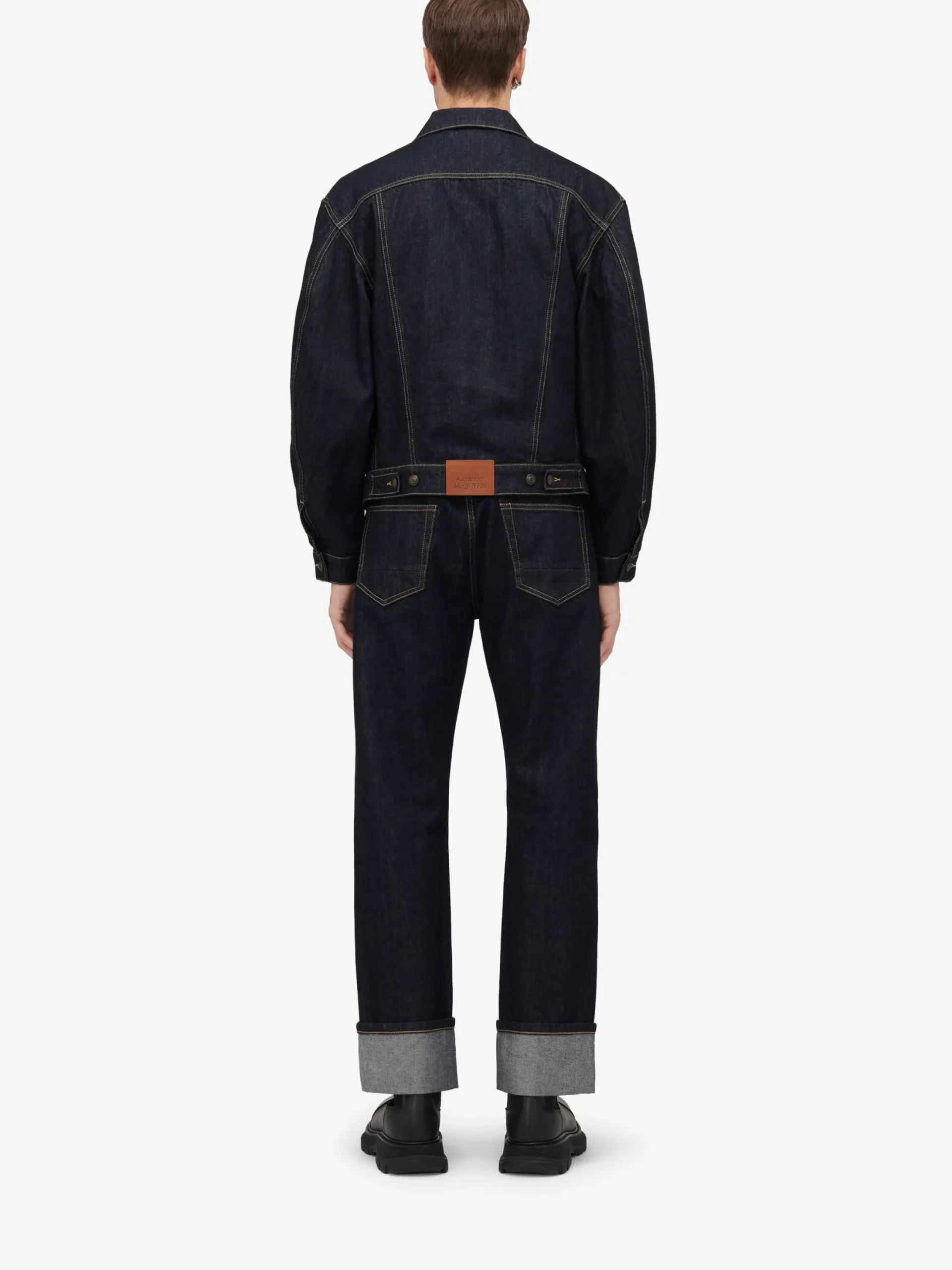 Best Sale Alexander McQueen Men's Dropped Shoulder Denim Jacket in Indigo
