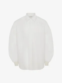 Store Alexander McQueen Men's Dropped Shoulder Poplin Shirt in White