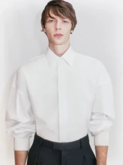 Store Alexander McQueen Men's Dropped Shoulder Poplin Shirt in White