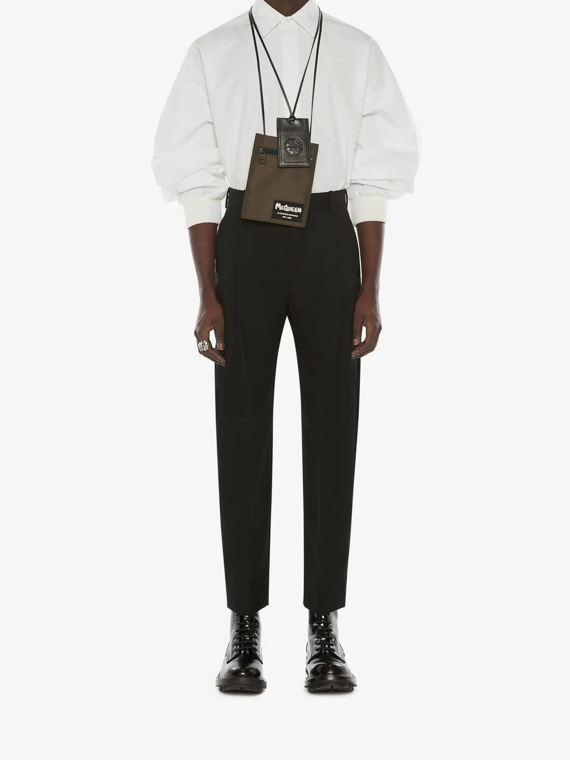 Store Alexander McQueen Men's Dropped Shoulder Poplin Shirt in White