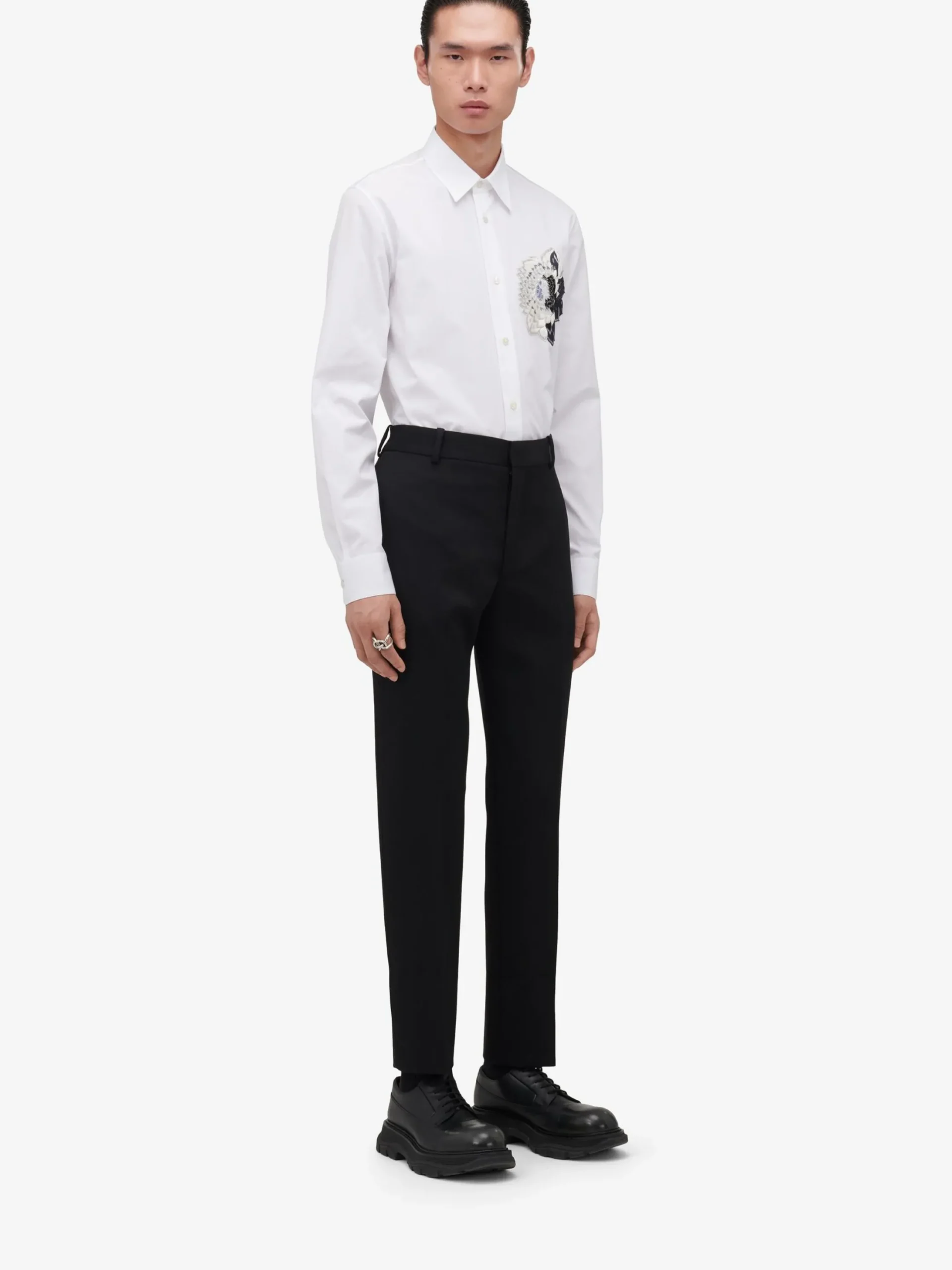Online Alexander McQueen Men's Dutch Flower Casual Shirt in Optic White