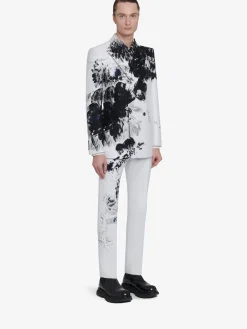 Flash Sale Alexander McQueen Men's Dutch Flower Double-breasted Jacket in Black/White