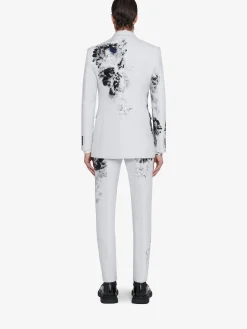 Flash Sale Alexander McQueen Men's Dutch Flower Double-breasted Jacket in Black/White