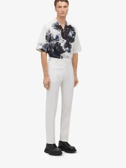 Online Alexander McQueen Men's Dutch Flower Hawaiian Shirt in Black/White