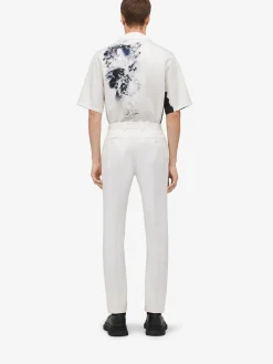 Online Alexander McQueen Men's Dutch Flower Hawaiian Shirt in Black/White