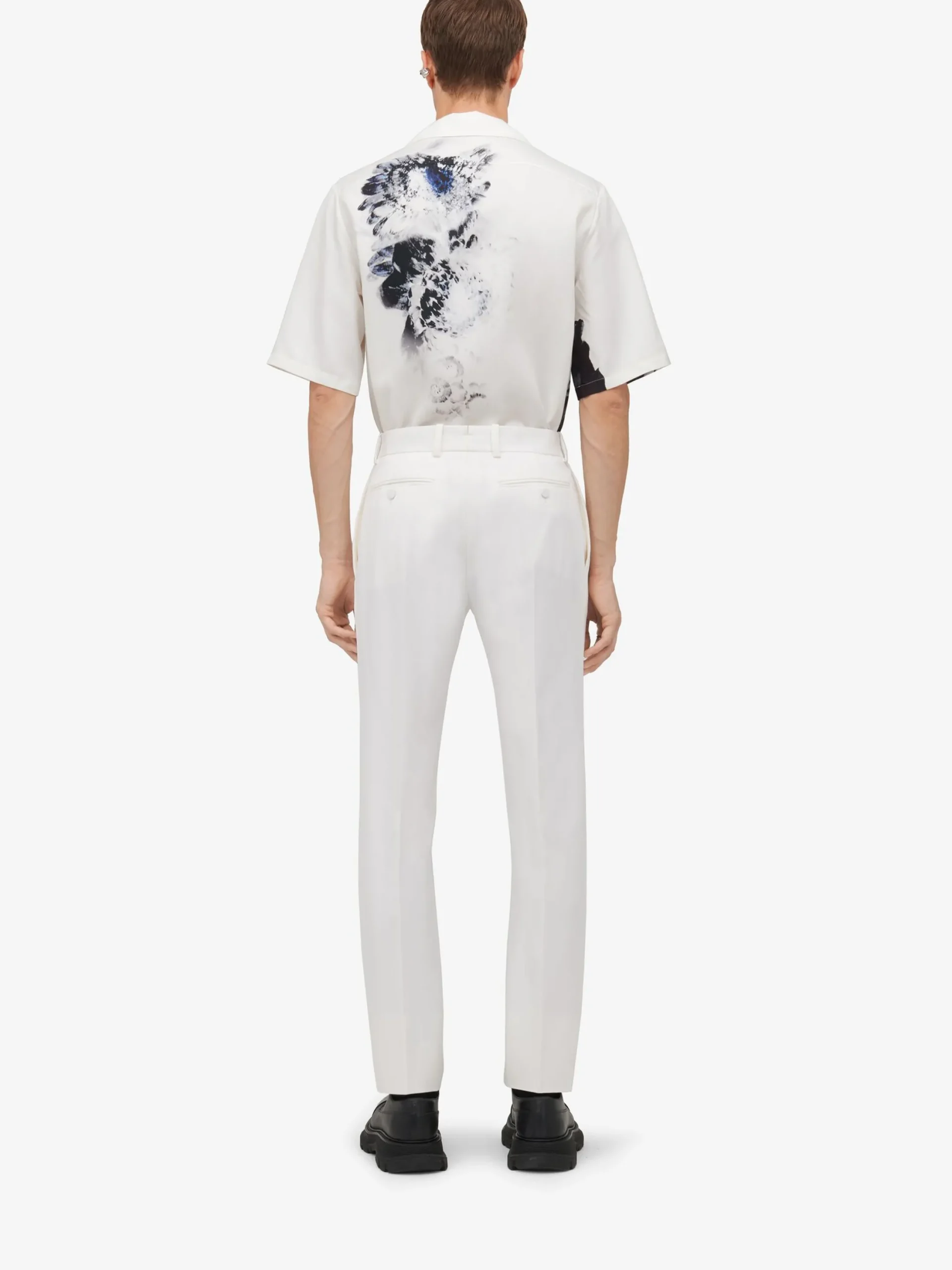 Online Alexander McQueen Men's Dutch Flower Hawaiian Shirt in Black/White