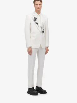 Online Alexander McQueen Men's Dutch Flower Single-breasted Jacket in Soft White