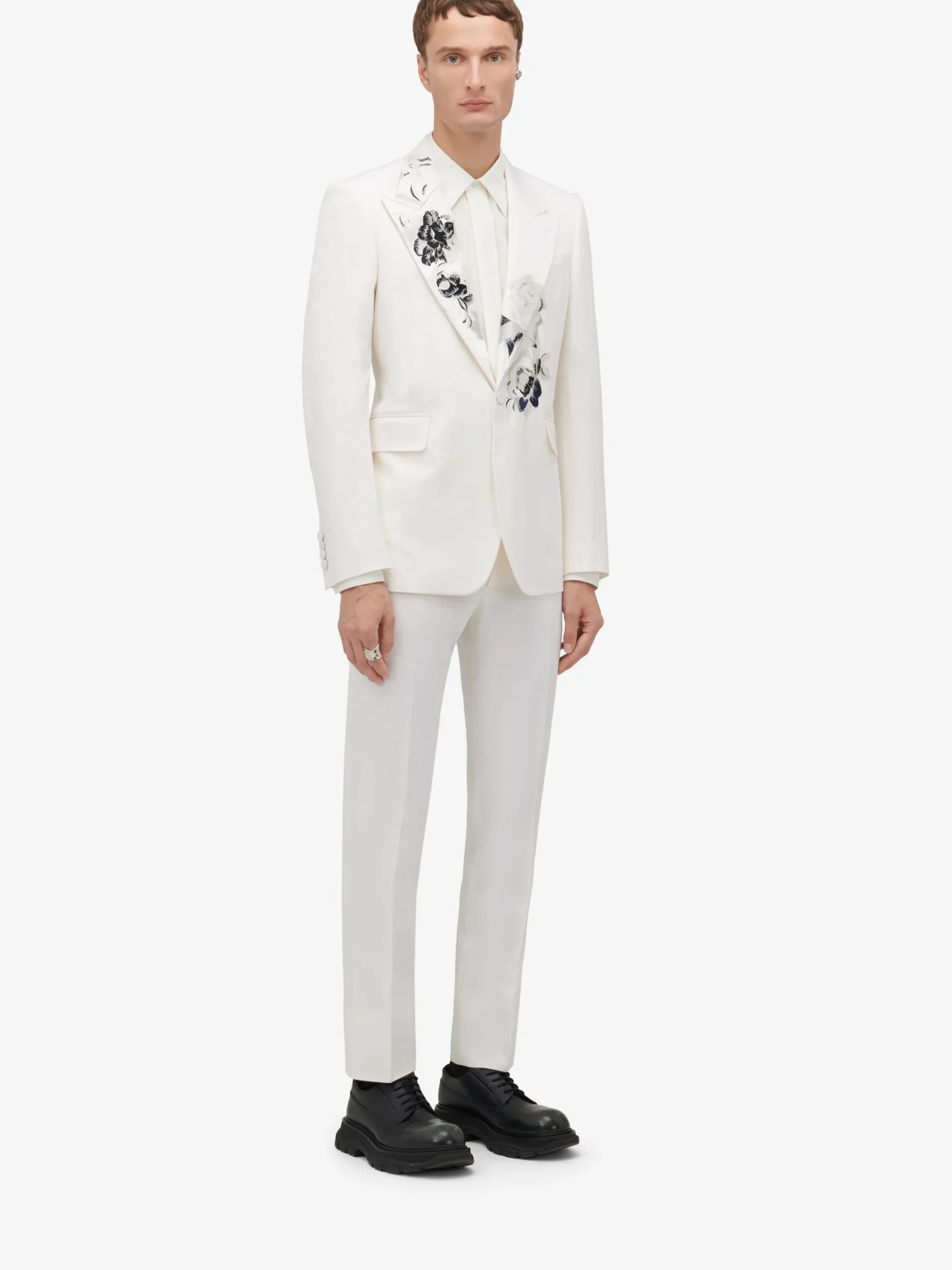 Online Alexander McQueen Men's Dutch Flower Single-breasted Jacket in Soft White