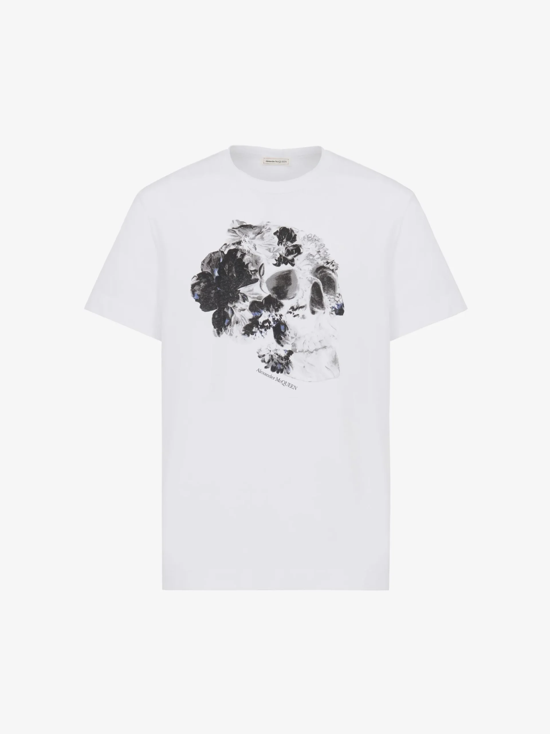 Shop Alexander McQueen Men's Dutch Flower Skull Print in White/Black