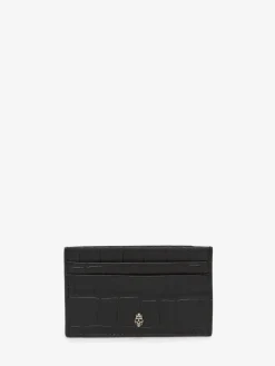 Best Sale Alexander McQueen Men's Embossed Croc Card Holder in Black