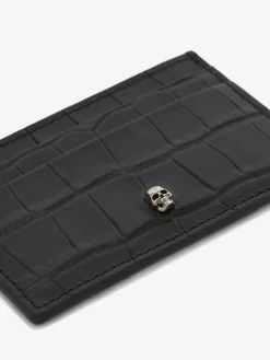 Best Sale Alexander McQueen Men's Embossed Croc Card Holder in Black
