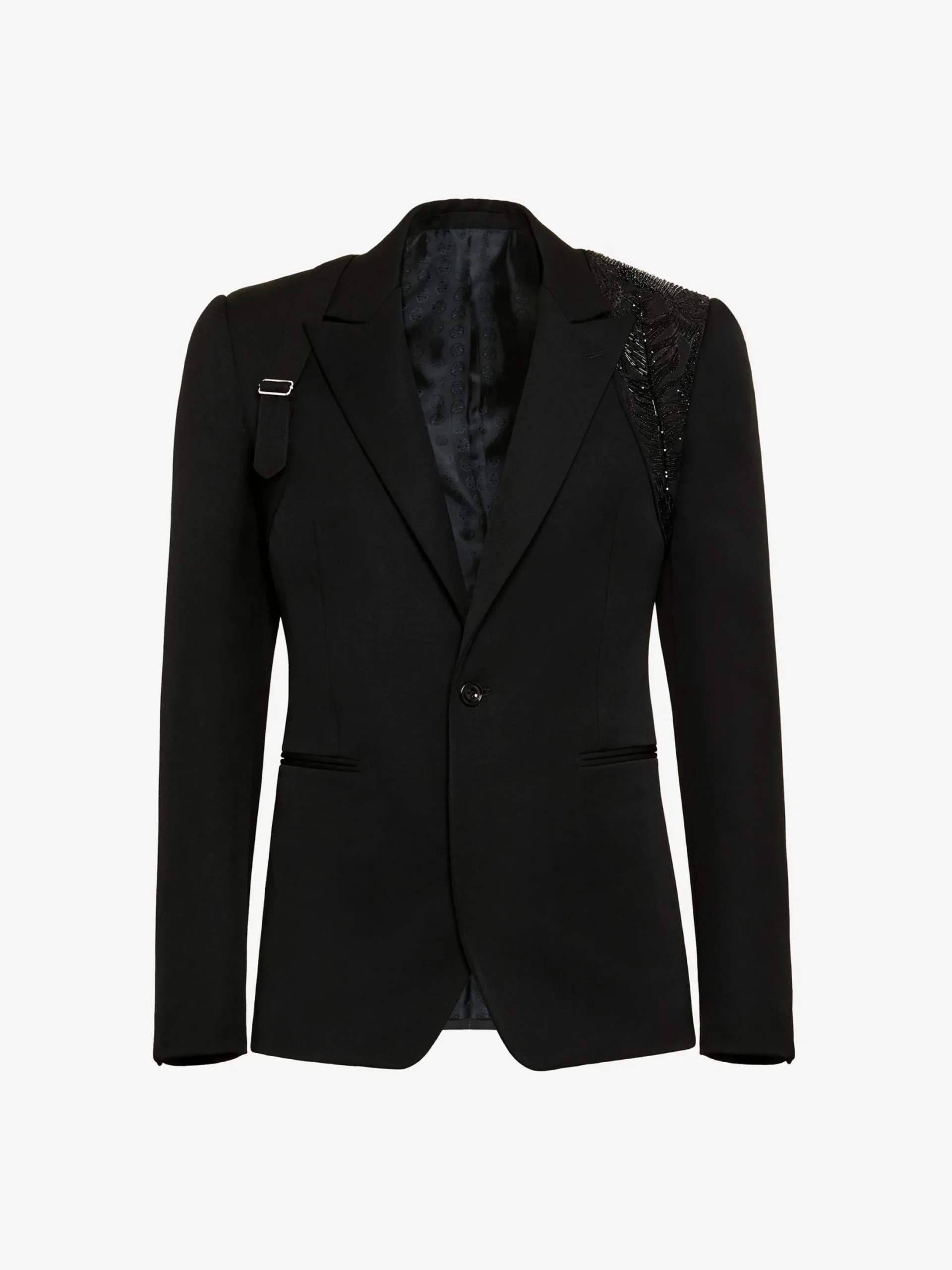 Clearance Alexander McQueen Men's Embroidered Harness Single-breasted Jacket in Black