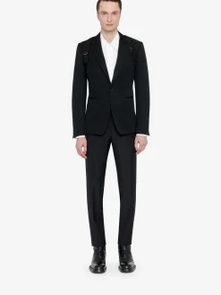 Clearance Alexander McQueen Men's Embroidered Harness Single-breasted Jacket in Black