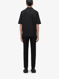Hot Alexander McQueen Men's Embroidered Hawaiian Shirt in Black