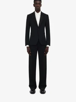 Fashion Alexander McQueen Men's Embroidered Lapel Single-breasted Jacket in Black