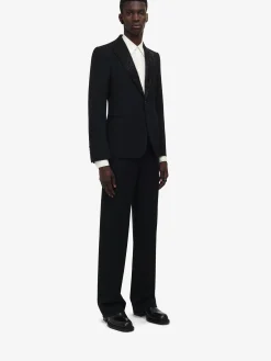 Fashion Alexander McQueen Men's Embroidered Lapel Single-breasted Jacket in Black