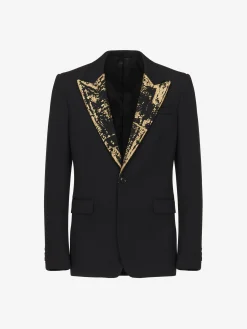 Store Alexander McQueen Men's Embroidered Single-breasted Jacket in Black