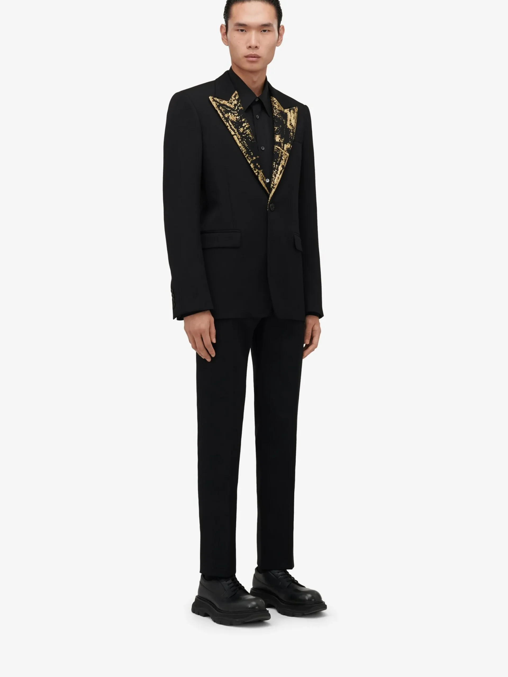 Store Alexander McQueen Men's Embroidered Single-breasted Jacket in Black
