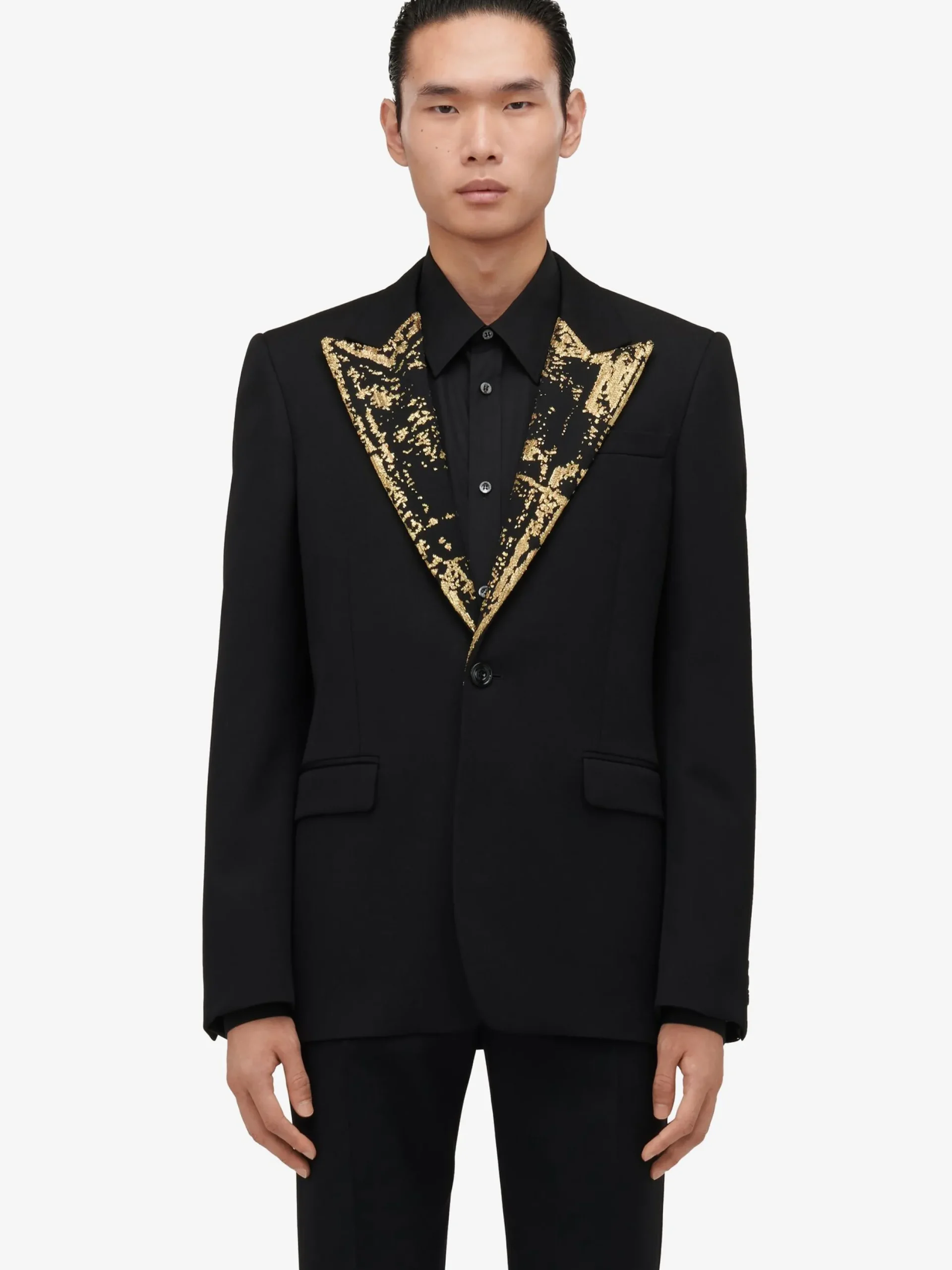 Store Alexander McQueen Men's Embroidered Single-breasted Jacket in Black