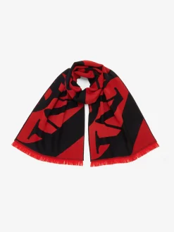 Fashion Alexander McQueen Men's Exploded Seal Logo Scarf in Scarlet/Black