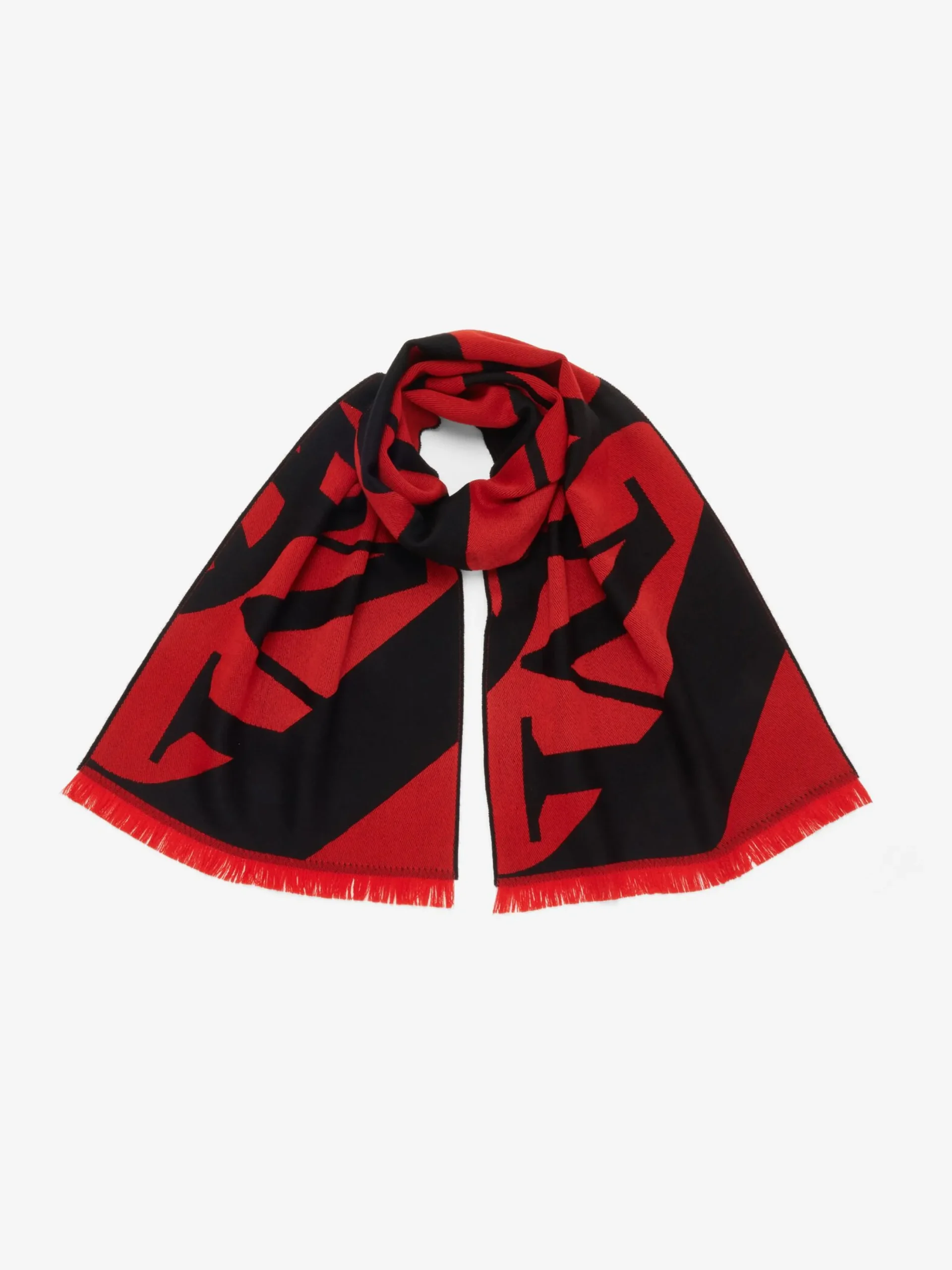 Fashion Alexander McQueen Men's Exploded Seal Logo Scarf in Scarlet/Black