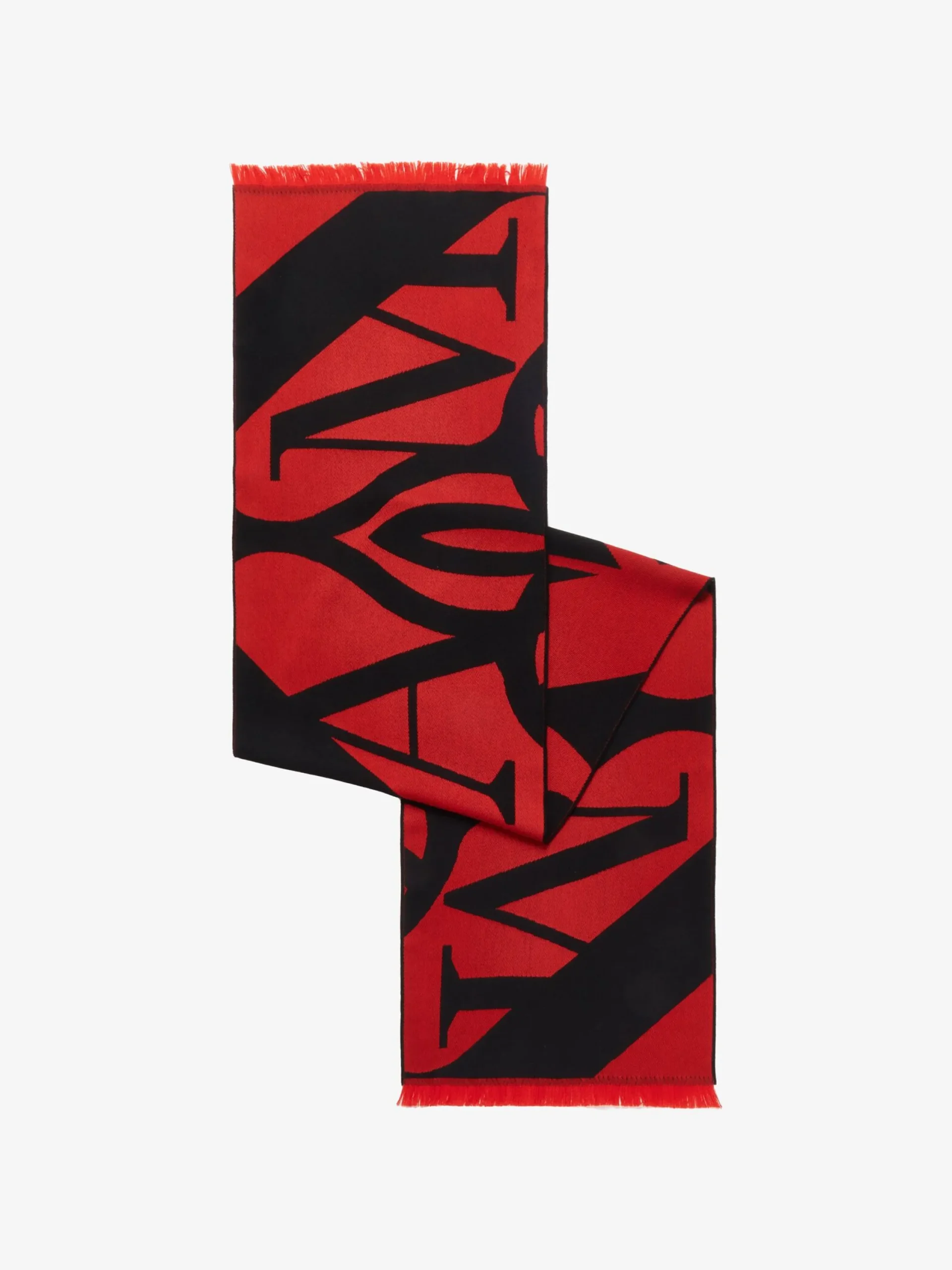 Fashion Alexander McQueen Men's Exploded Seal Logo Scarf in Scarlet/Black