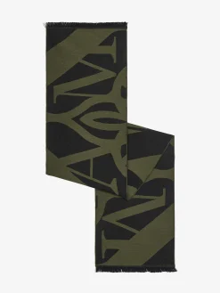 Online Alexander McQueen Men's Exploded Seal Logo Scarf in Khaki/Black