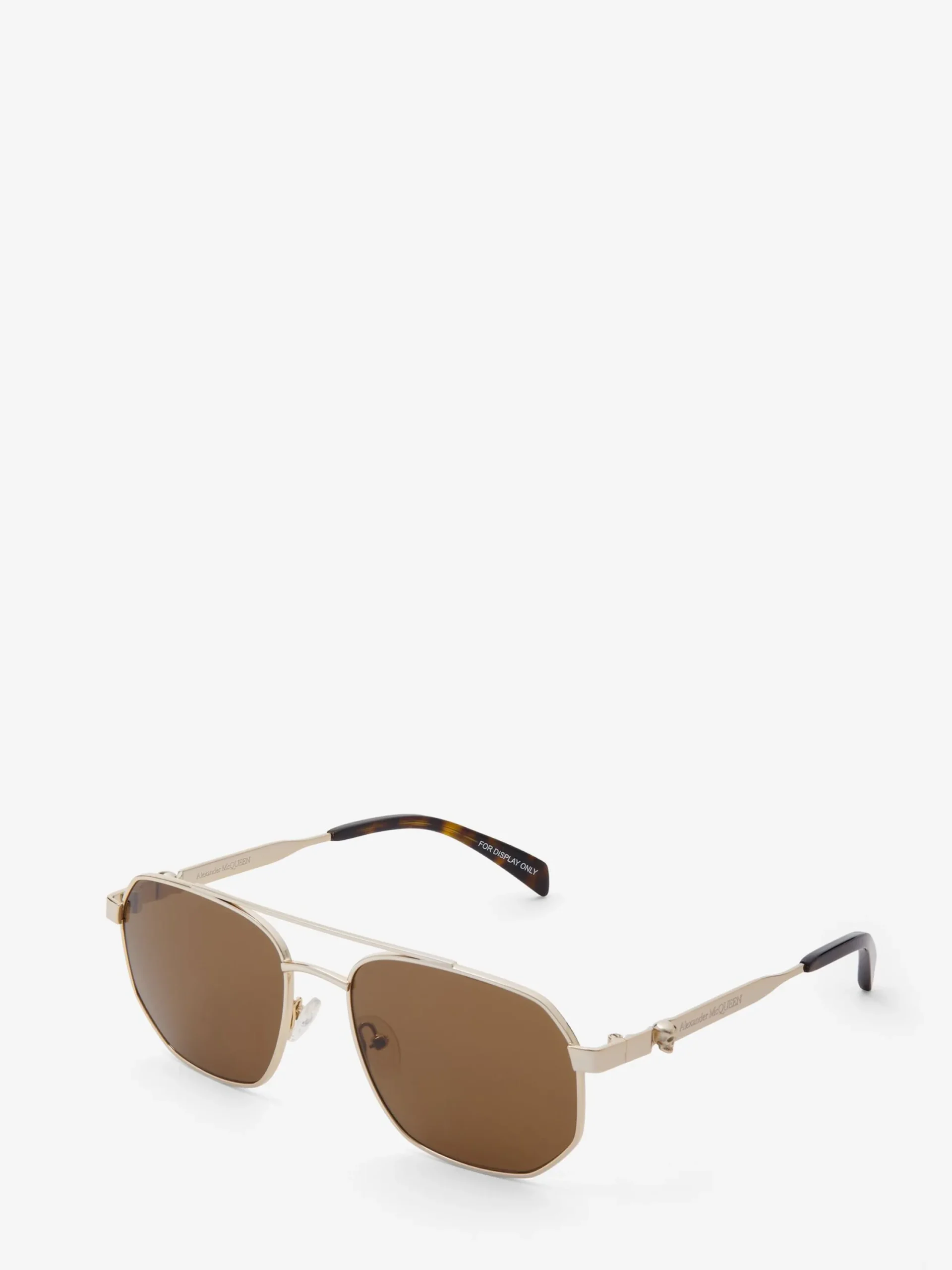 Flash Sale Alexander McQueen Men's Floating Skull Metal Caravan Sunglasses in Gold/Brown