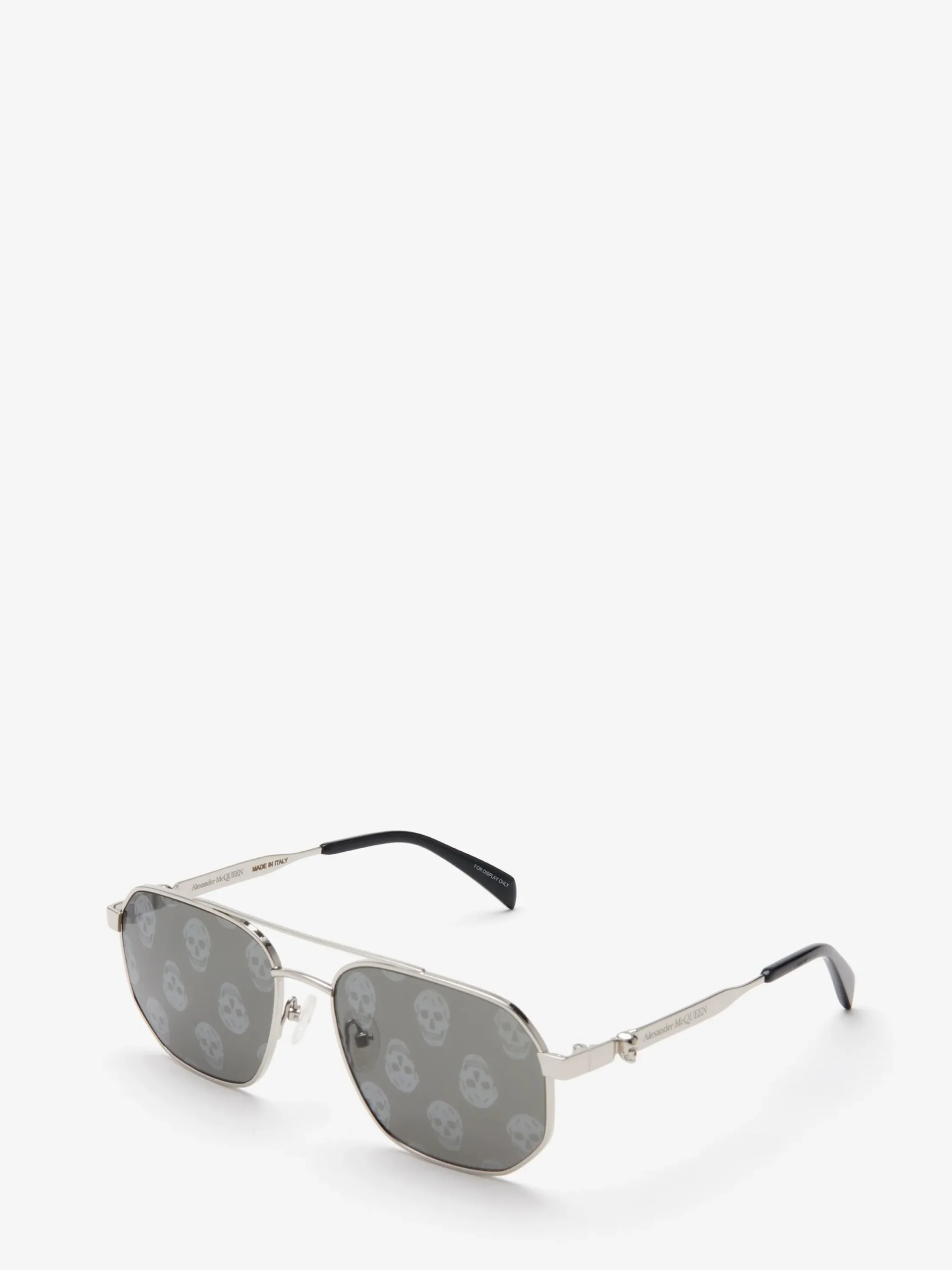 Online Alexander McQueen Men's Floating Skull Metal Caravan Sunglasses in Silver