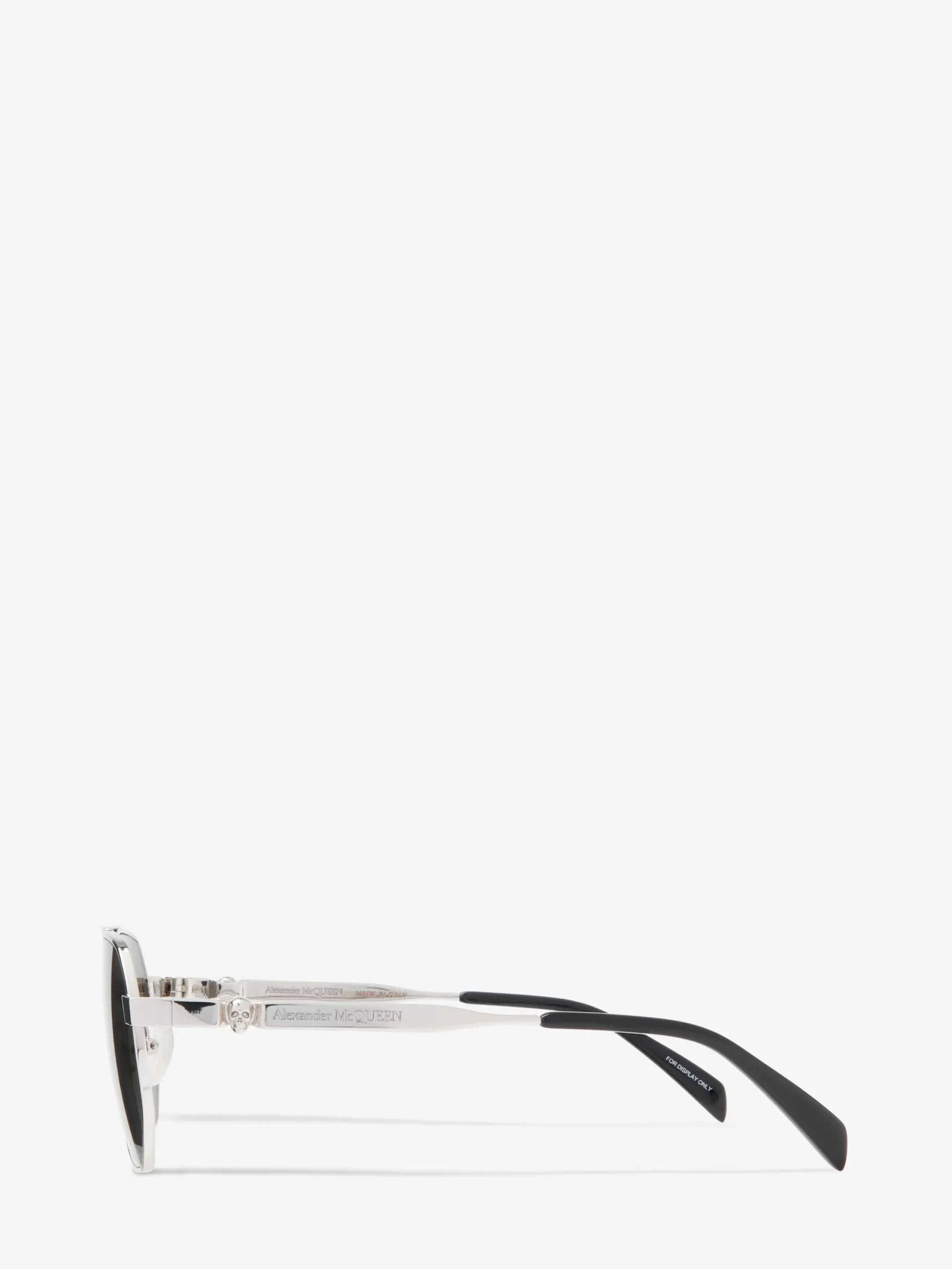 Online Alexander McQueen Men's Floating Skull Metal Caravan Sunglasses in Silver
